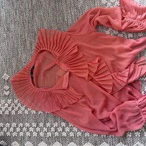 Zara Coral Pleated Women's Blouse
